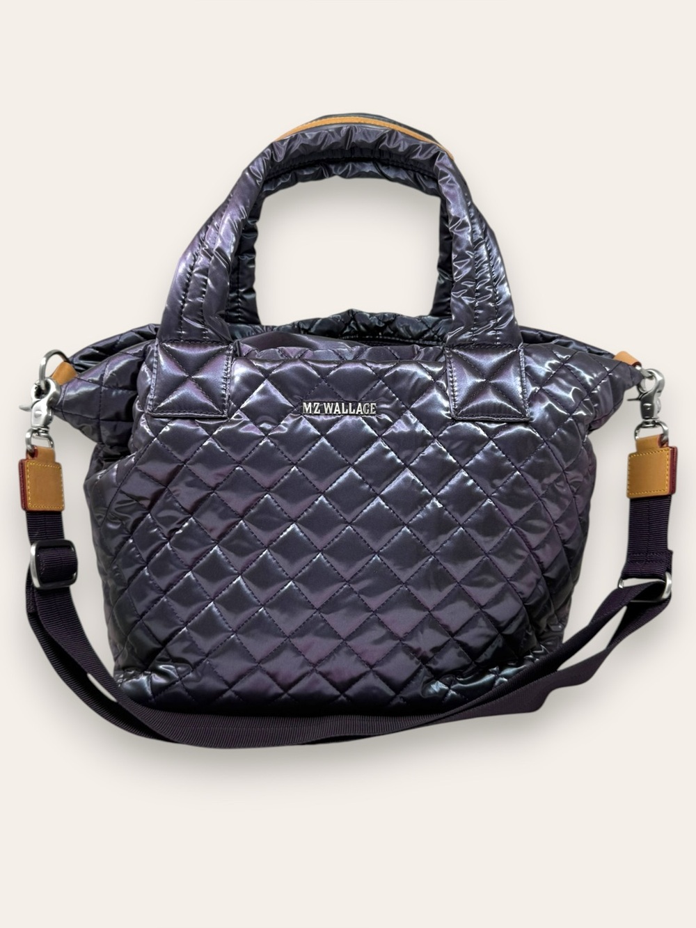 MZ Wallace Gemstone Iridescent Small Metro Deluxe Quilted Metallic Tote Bag
